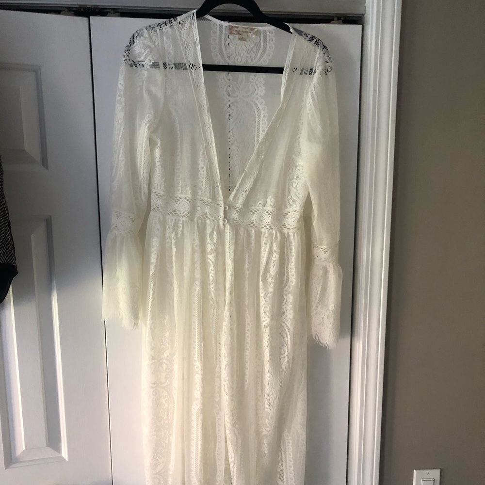 New Macys Band of Gypsies Ivory Lace Duster Size Medium